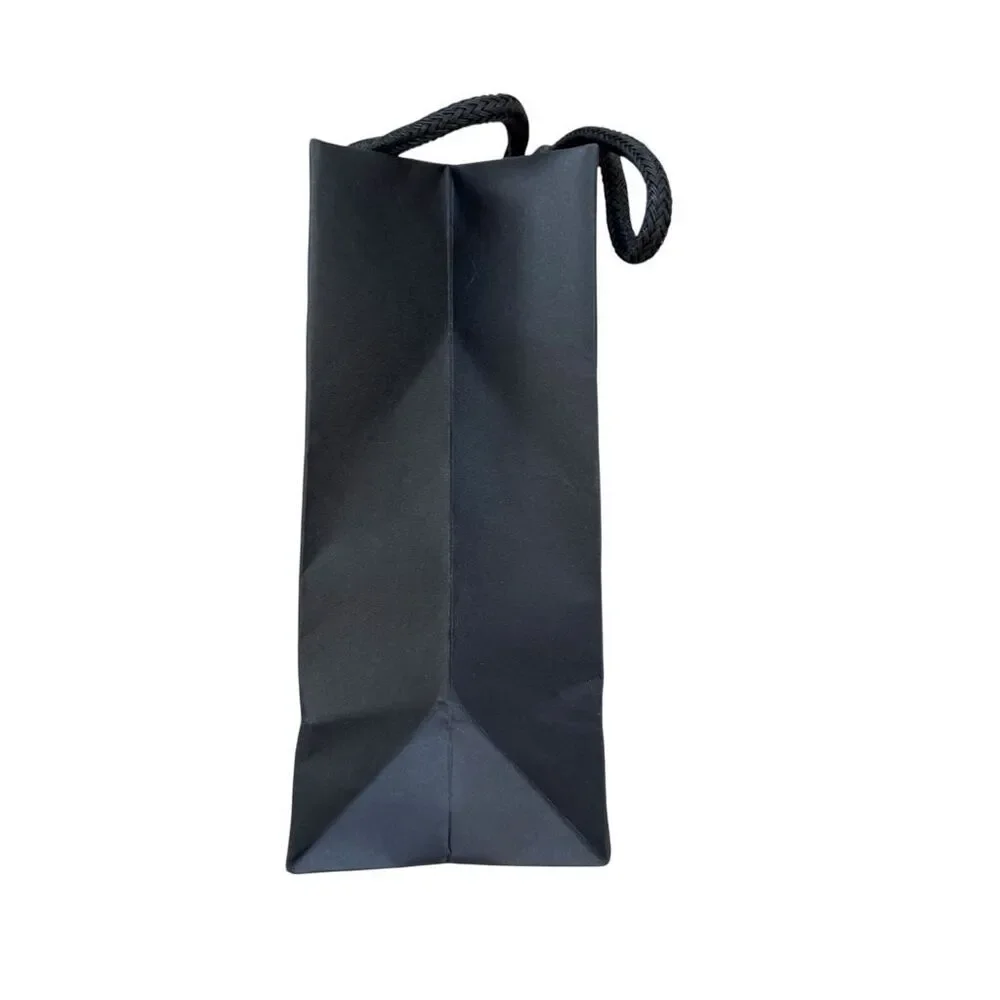 Authentic CHANEL Black Shopping Gift Bag Paper Bag Rope Handles 9x8x4 Empty